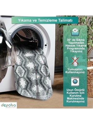 Daliana Kadife Kaymaz Pamuk Tabanlı Yıkanabilir Antibakteriyel Salon Halısı 140X200