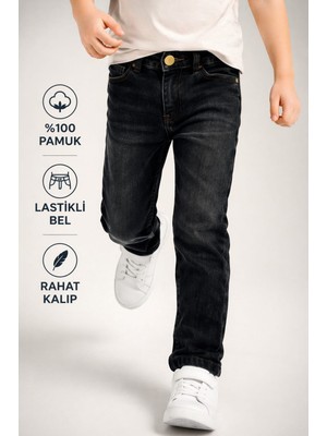 Babido Erkek Çocuk Slim Fit Kot Pantolon – Likralı Rahat Kalıp Günlük Jeans (5/12 Yaş) Koy Geri