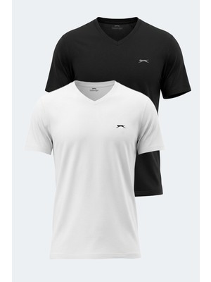 Slazenger Rıvaldo 2 Li Set Erkek V Yaka  Tişört