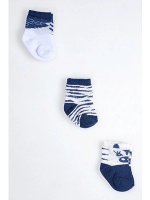 Cocole Socks Erkek Çocuk Soket Çorabı 3’lü Set – Pamuklu Soyut Figür Desenli