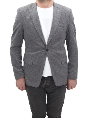 Twenhil Fistan Store Erkek Desenli Italyan Kesim Dar Kalıp Tek Düğme Blazer Ceket