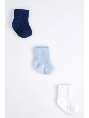 Cocole Socks Erkek Çocuk Soket Çorabı 3’lü Set – Pamuklu Klasik Seri & Saç Örgü Desenli