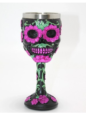 Ynt İthalat Day Of The Dead Şeker Kurukafa Tasarımlı 3D Çelik Kadeh Bardak ALK4377