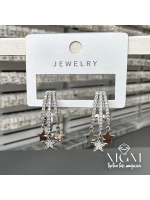 Hace Bazaar Zirkon Taşlı Yıldız Detaylı Küpe
