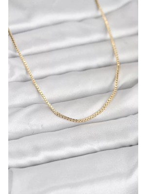 LTG Nova cm 14K Gold Renk Kare Zincirli Model 60 cm Kadın Kolye - TJ-BKO10941
