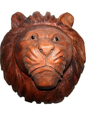 Aksiyon Global Dekoratif 40CM Ahşap Aslan Kafası Hediyelik