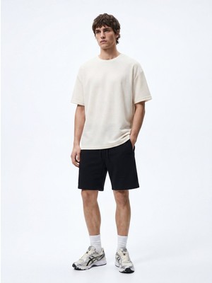LTB Dokulu Basic Relaxed Fit Beyaz T-Shırt