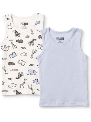 Hellobaby Erkek Bebek 2li Atlet Ayı Baskılı Bisiklet Yaka Sleeveless