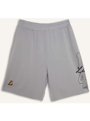 DeFacto Nba Los Angeles Lakers Lisanslı Baggy Fıt Açık Gri ŞORT H3845AX26SM