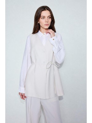 DeFacto Regular Fit V Yaka Açık Bej Uzun Kollu Gömlek H3678AX26SM
