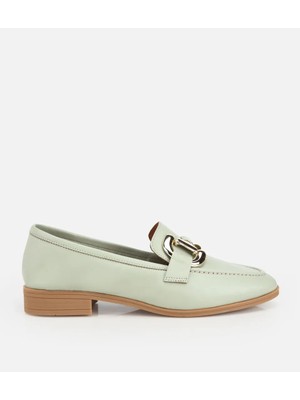 Hotiç 01AYH321830A800 KADIN Deri Açık Yeşil Toka Detaylı Klasik Loafer