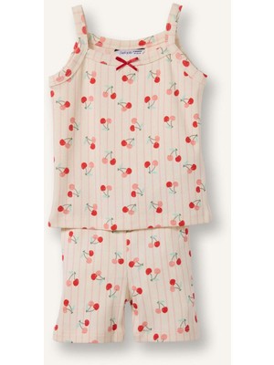 DeFacto Baskılı Fitilli 2'li Ecru Pijama Takımı Kız Bebek I0404A526HS