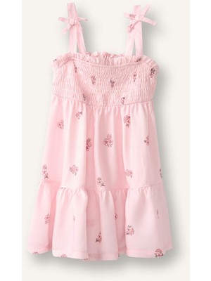 DeFacto Çiçekli Askılı Açık Pembe Elbise Kız Bebek H8454A526HS
