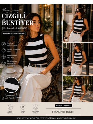 SiFu Tekstil “sıfu Kadın Çizgili Triko Bustiyer – Bisiklet Yaka, Esnek Örme Crop Atlet – Pembe, Siyah Beyaz, Açık Yeşil, Koyu Yeşil, Beyaz Siyah – Yazlık, Rahat Kalıp, Nefes Alan Kumaş”