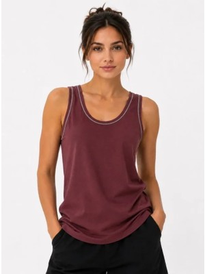 Alyn Wear Sporcu Atlet Bisiklet Yaka Kolsuz Yazlık Atlet - Bordo