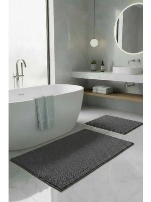 Pimula Home Makarna Banyo Paspası Kaymaz Tabanlı Yıkanabilir 2'li Set 60X100 & 40X60