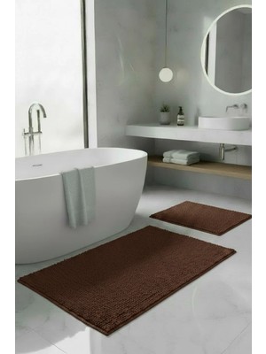 Pimula Home Makarna Banyo Paspası Kaymaz Tabanlı Yıkanabilir 2'li Set 60X100 & 40X60