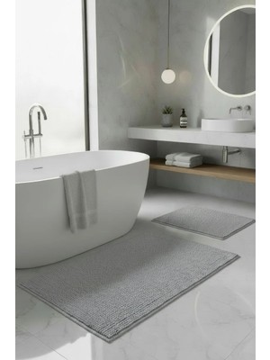Pimula Home Makarna Banyo Paspası Kaymaz Tabanlı Yıkanabilir 2'li Set 60X100 & 40X60