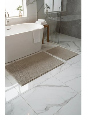 Pimula Home Makarna Banyo Paspası Kaymaz Tabanlı Yıkanabilir 2'li Set 60X100 & 40X60