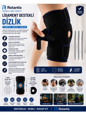 Rotantix Patella ve Ligament Destekli Dizlik - Menisküs Ağrıları Için - Fleksible Balenli Dizlik - Yaylı
