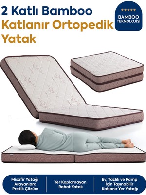 Homedius 2 Kat Katlanır Bamboo Ortopedik Sünger Dinlenme Uzanma Yatağı