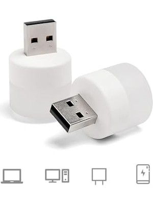 Güzel Hediyem USB Mini LED Lambalar, Okuma Işığı, USB Gece Lambası, Mobil Led, Bebek Uykusu, Mobil Şarj Lambaları Için Küçük Yuvarlak Işıklar (8 Adet)