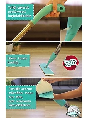 Güzel Hediyem Shiny Sprey Mop Paspas Temizlik Seti + Mikrofiber 3'lü Temizlik Bezi
