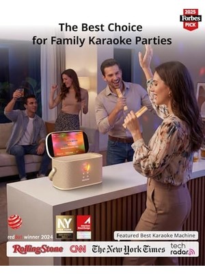 Güzel Hediyem Ikarao Yetişkinler Için Karaoke Makinesi, Şarkı Sözleri Ekranlı, 2 Kendinden Şarjlı Kablosuz Mikrofon, Autotune ve Eq, 140W Hoparlör, Connect Tv, Ev, Aile, Parti, Seyahat Için Taşınabilir Karaoke