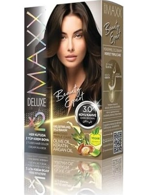 Güzel Hediyem Maxx Deluxe Beauty Expert Haır Color (Keratin)'li 1 Kutu (2 x 50 Ml) (Koyu Kahve 3.0)