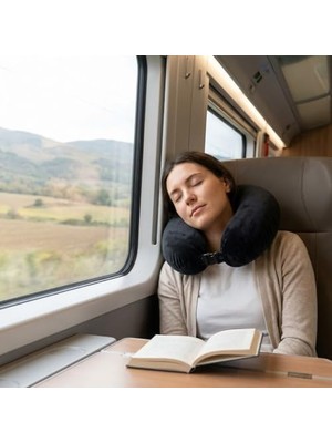 Güzel Hediyem Silikon Dolgulu U Tipi Seyahat Yastığı – Boyun Destekli Yolculuk Yastığı, Uçak, Araba, Tren ve Otobüs Kullanımı Için, Ergonomik Tasarım, Taşınabilir Boyun Yastığı