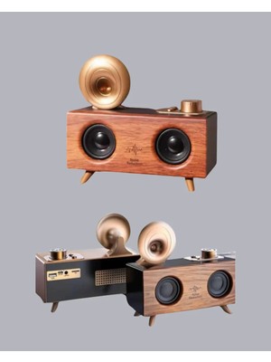 Savarga Retro Gramafon Bluetooth Hoparlör Çift Stereo Sesli Fm Radyo Destekli