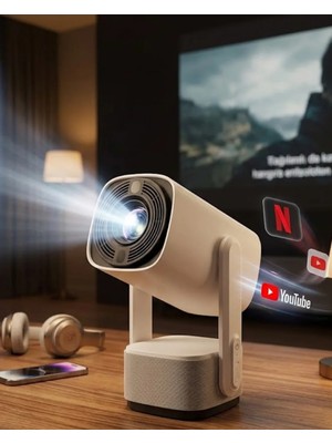 Savarga Akıllı Projeksiyon Powerbankli Taşınabilir Sinema Projektörü 4K Hd Kaliteli