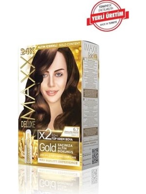 Güzel Hediyem Maxx Deluxe Serisi 24K Altın Parçacıklı Serum ile 1 Kutu 2 x 50 ml ve Geliştiriciler Saç Boyası (Çikolata Kahve 6.7)