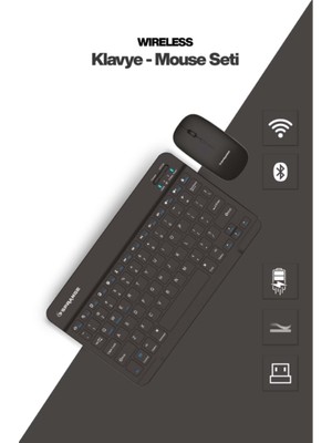 Cansa Siyah Kablosuz Klavye ve Mouse Seti