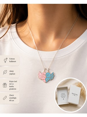 Herşey Nota Best Friends Kalp Kanatlı 2'li Kolye Seti – Arkadaşlık Kolyesi