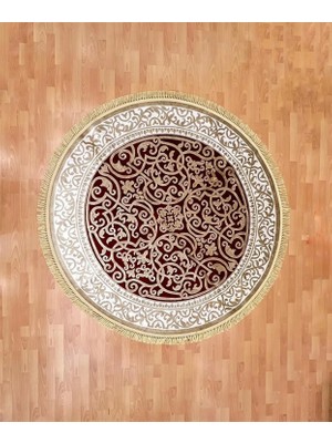 Mevlana Bazaar Osmanlı Çiçek Desenli 300 x 300 Yuvarlak Makine Yün Halı