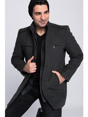 Dewberry Plt8369  2XL Beden Erkek Palto Antrasit Renk Yün Polyester Malzeme ile Şık Tasarım