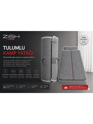 Zish Home Gri Taşınabilir Kendinden Fermuarlı Tulumlu Katlanır Kamp Yatağı Anne Yanı Yer Yatağı 5 cm