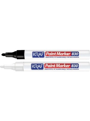 Kraf Paint Markör 830 Kırmızı 2,4 - 2,8 mm Kalınlığı ile Ahşap, Cam, Plastik ve Kağıt İçin Uygun