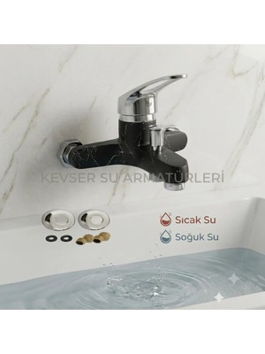 Kevser Siyah Beyaz Mix Banyo Bataryası