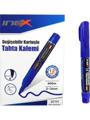Inox 12'li Mavi Renkli Doldurulabilir Beyaz Tahta Kalemi Yazı Tahtası İçin