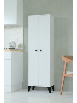 Mobilique Ilgaz 7 Raflı Beyaz Suntalam Çok Amaçlı Dolap 160x50x33 cm – Dayanıklı, Şık ve Geniş Depolama Alanı