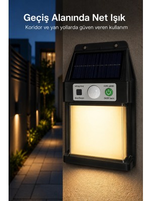 Eco Lounge Güneş Enerjili Sensörlü Solar Aplik Dış Mekan Kapı Bahçe Teras Duvar Aydınlatma