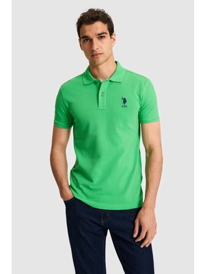 U.S. Polo Assn. Erkek Slim Fit Polo Yaka Açık Yeşil Basic Tişört 50326920-VR092