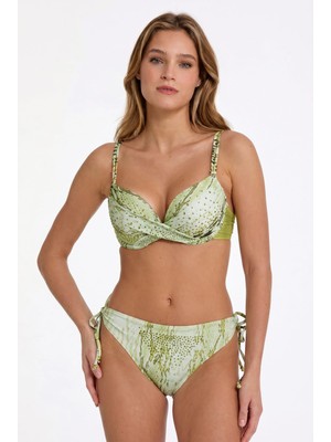 Argento Kadın Double Push-Up Yeşil Desenli Bikini Takımı C5T2N032841