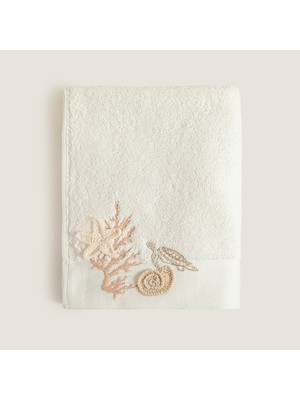 Chakra Tortue Bambu Yüz Havlusu 50X90 cm Ekru