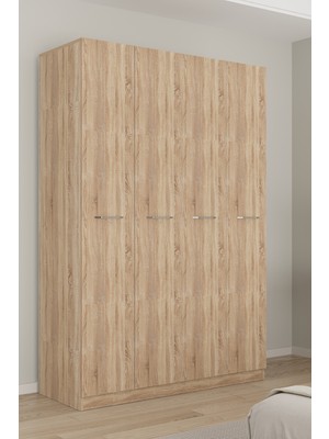 Aeka AE-3190 Burç Sonomo/sonomo 4 Kapaklı Çok Bölmeli Askılı Raflı ve Çekmeceli 210X140X53CM Gardırop