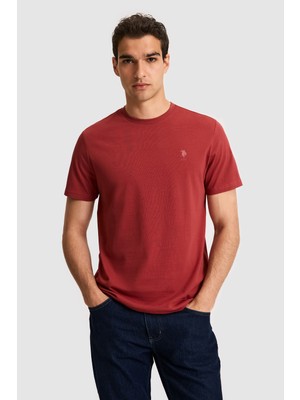 U.S. Polo Assn. Erkek Regular Fit Bisiklet Yaka Vişne Basic Tişört 50326953-VR223