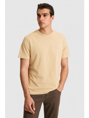 U.S. Polo Assn. Erkek Regular Fit Bisiklet Yaka Bej Basic Tişört 50326953-VR011
