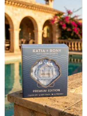 Bony Socks Erkek Çocuk Mediterranean Premium Kutulu Deniz Kabuğu Desenli Mavi Deniz Şortu